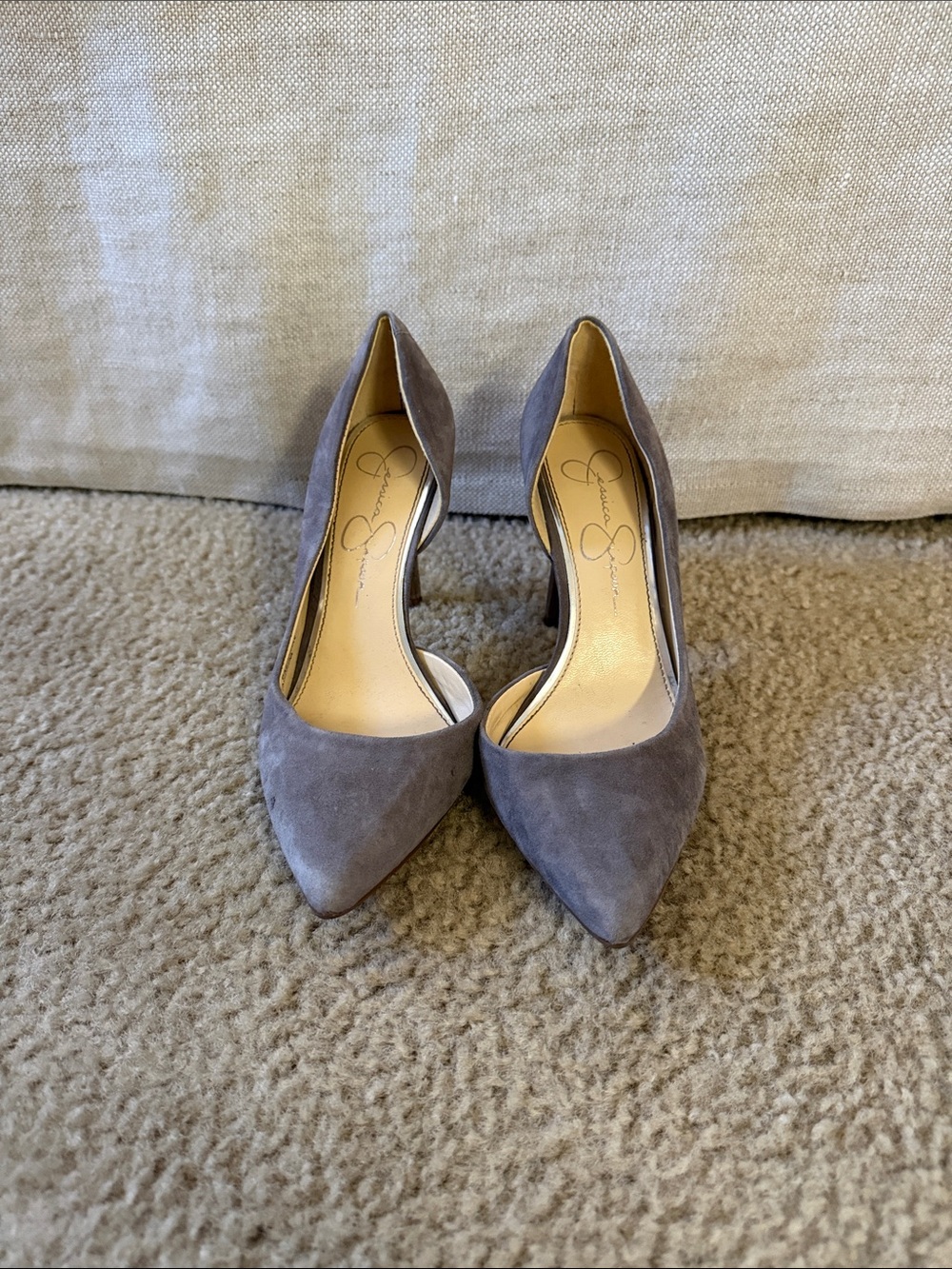 Jessica Simpson Taupe Suede Pointed-Toe Pumps